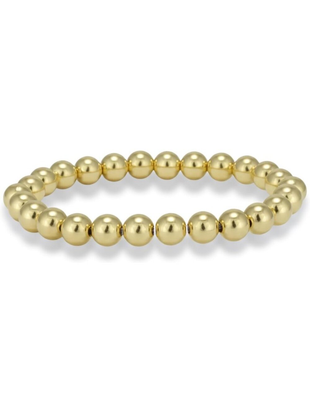 14k Gold Filled Beaded Bracelet for Women | Stackable 6mm Gold Stretch Bracelet